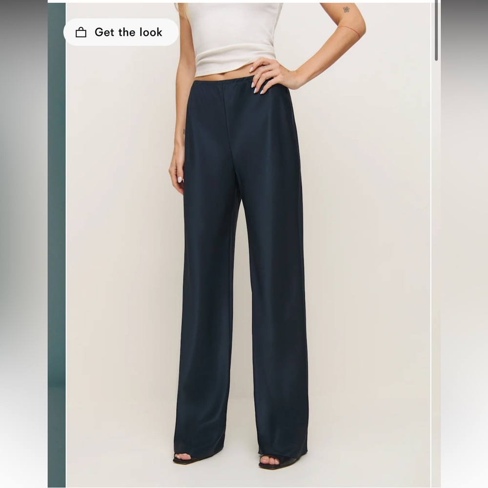 Reformation Gale Satin Mid Rise Bias Pant